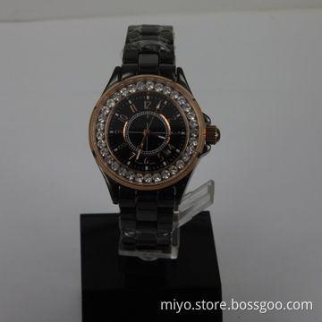 Best Ladies' Fashionable Ceramic Wristwatch with Czech Stones, Japan Movement, 3ATM Water Resistance